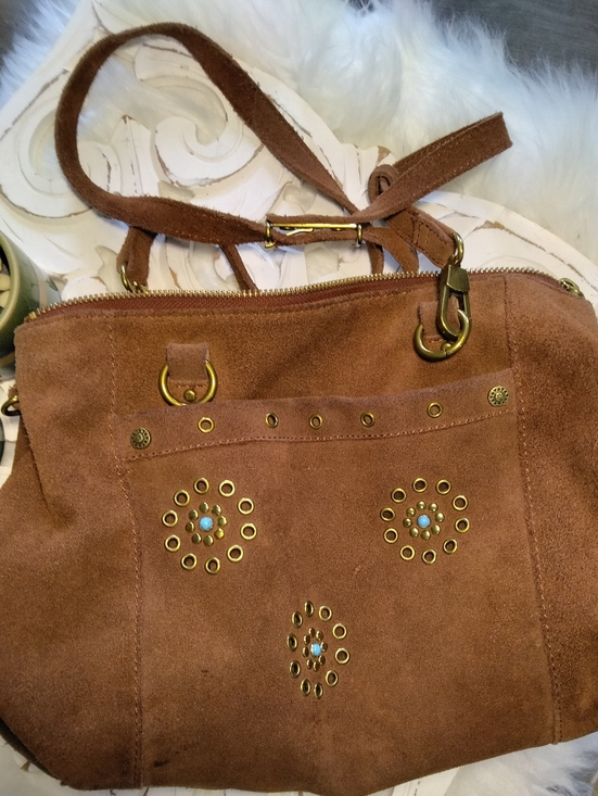 The Sak Handbags - The Sak Tan Suede Crossbody Bag with Stud Accents